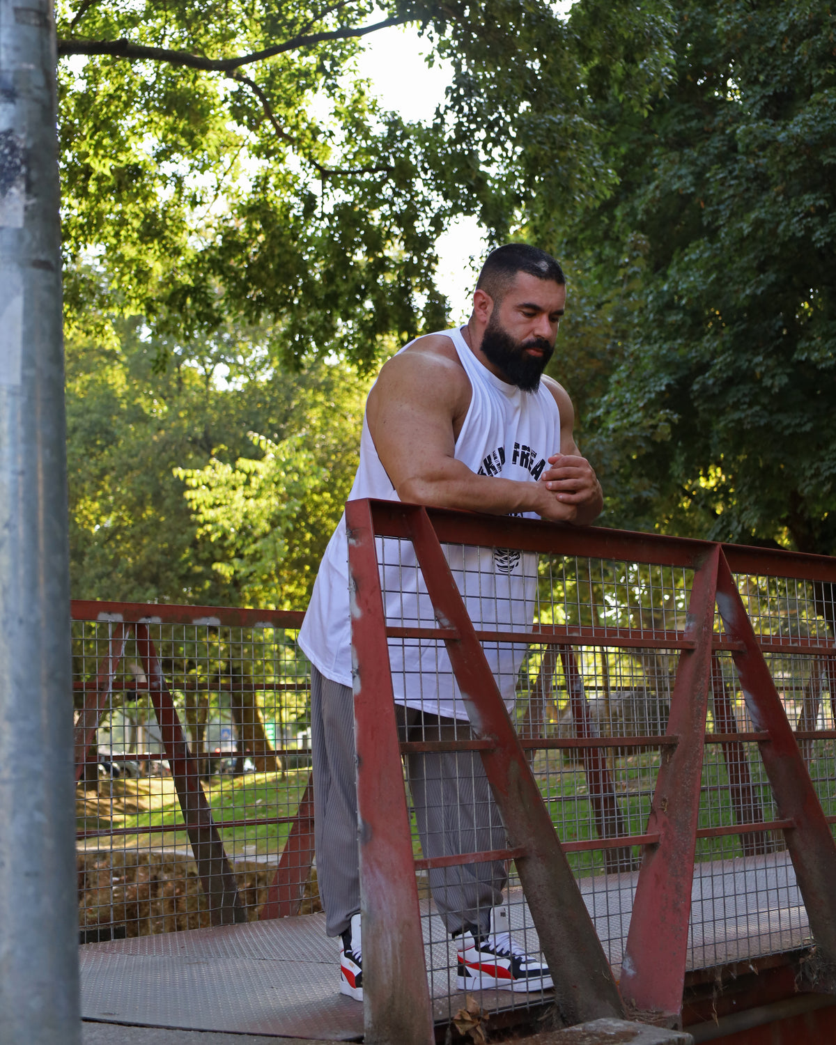 "Old School Khaki" Drop-Arm Tank Top – Tactical Attitude and Maximum Range of Motion