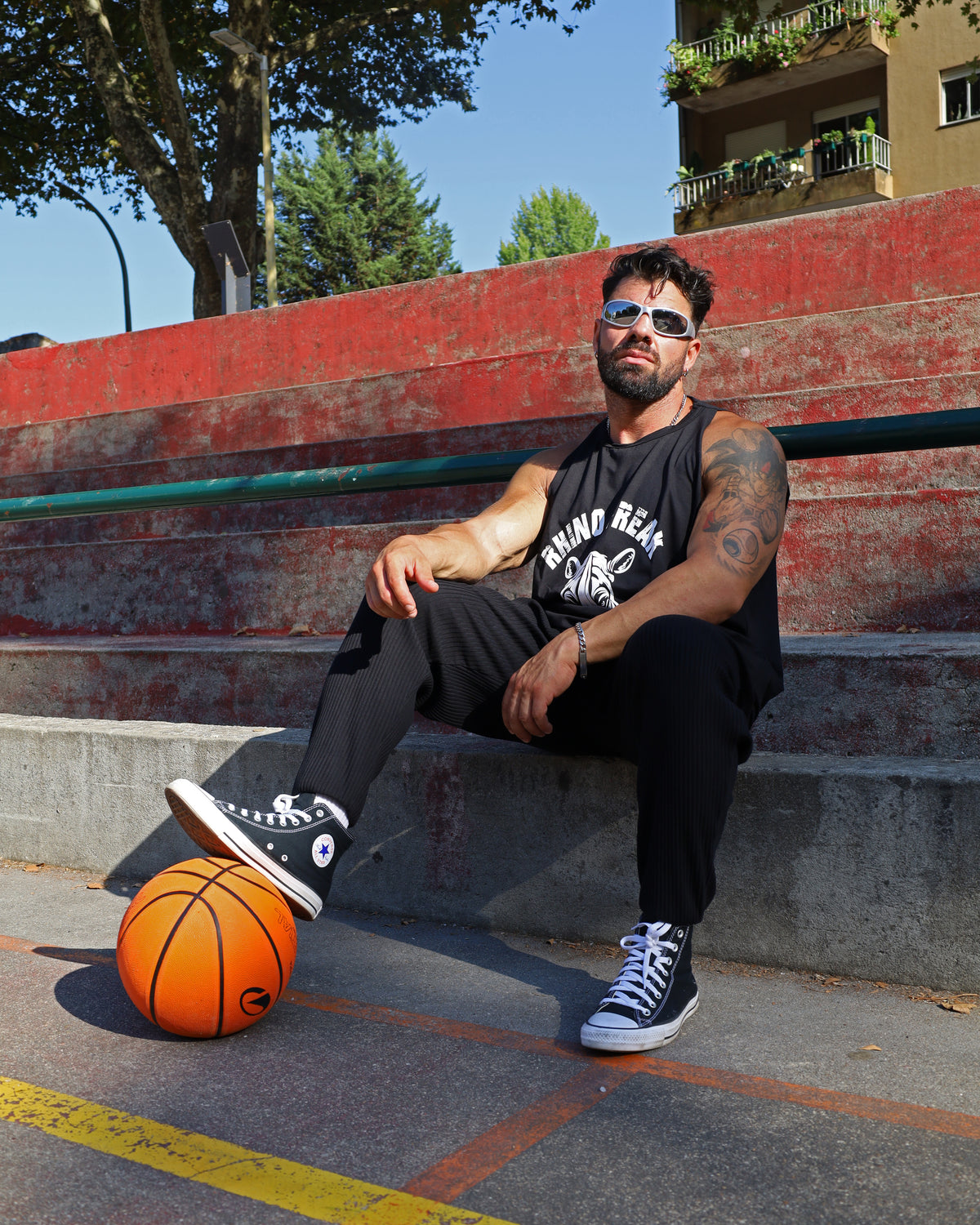 "Old School Khaki" Drop-Arm Tank Top – Tactical Attitude and Maximum Range of Motion